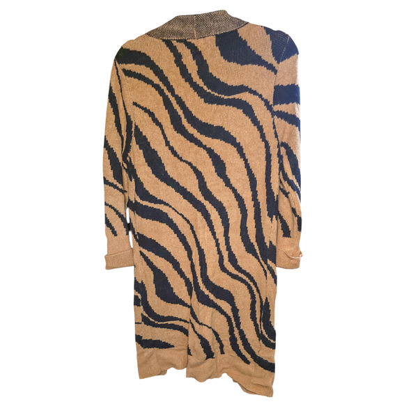 Leith tan Dale Zebra open front long line duster cardigan size XS - Picture 3 of 8